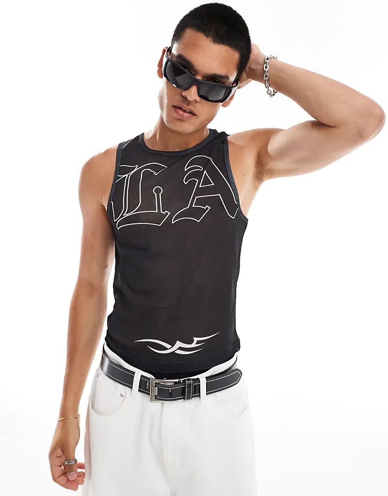 Майка COLLUSION из фактурной сетки с принтом черного цвета
Майка COLLUSION из фактурной сетки с принтом черного цвета