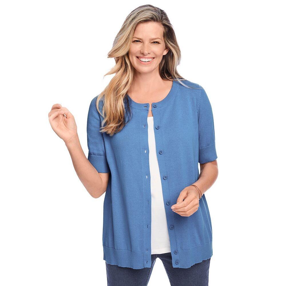 Женщина в женском идеальном кардигане с рукавами до локтя больших размеров Woman Within, цвет French Blue Classic
Женщина в женском идеальном кардигане с рукавами до локтя больших размеров Woman Within, цвет French Blue Classic