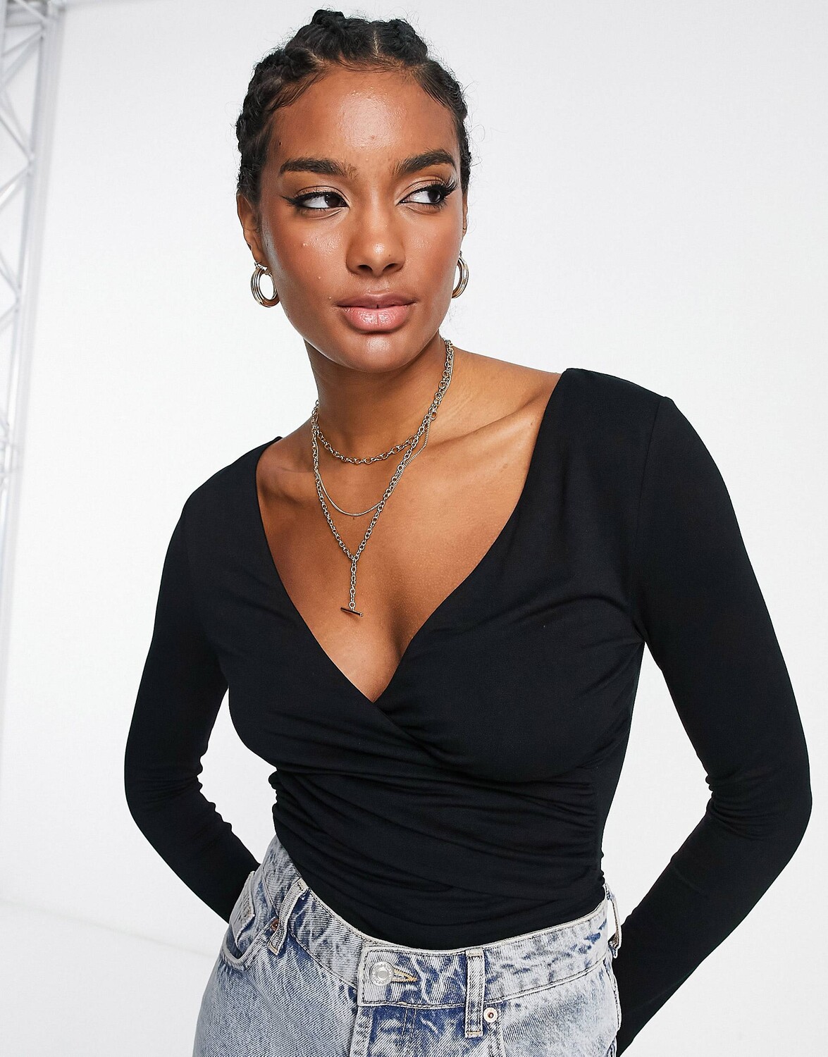 Черное боди с запахом и длинными рукавами ASOS DESIGN
Черное боди с запахом и длинными рукавами ASOS DESIGN