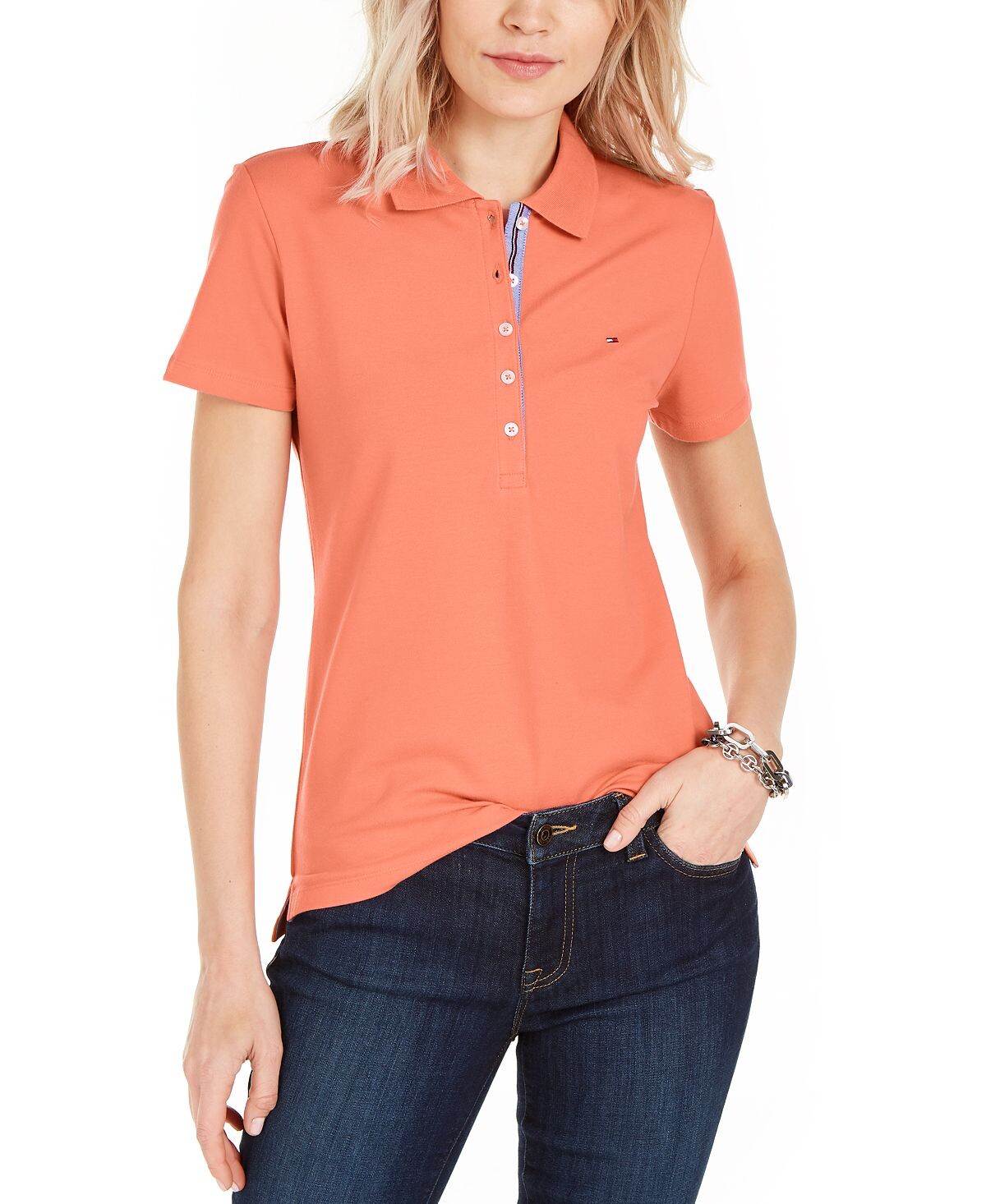 Женское однотонное поло с короткими рукавами Tommy Hilfiger
Женское однотонное поло с короткими рукавами Tommy Hilfiger