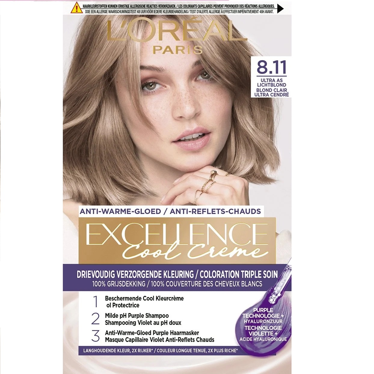 Краска для волос L'Oréal Paris Excellence Cool Creme, 8.11 as lichtblond
Краска для волос L'Oréal Paris Excellence Cool Creme, 8.11 as lichtblond