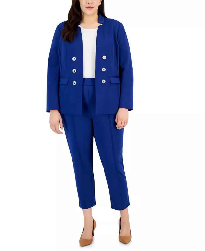 Двубортный пиджак большого размера из искусственного материала Ponte, свитер-футболка и брюки Ponte со швом спереди Tahari ASL, синий
Двубортный пиджак большого размера из искусственного материала Ponte, свитер-футболка и брюки Ponte со швом спереди Tahari ASL, синий