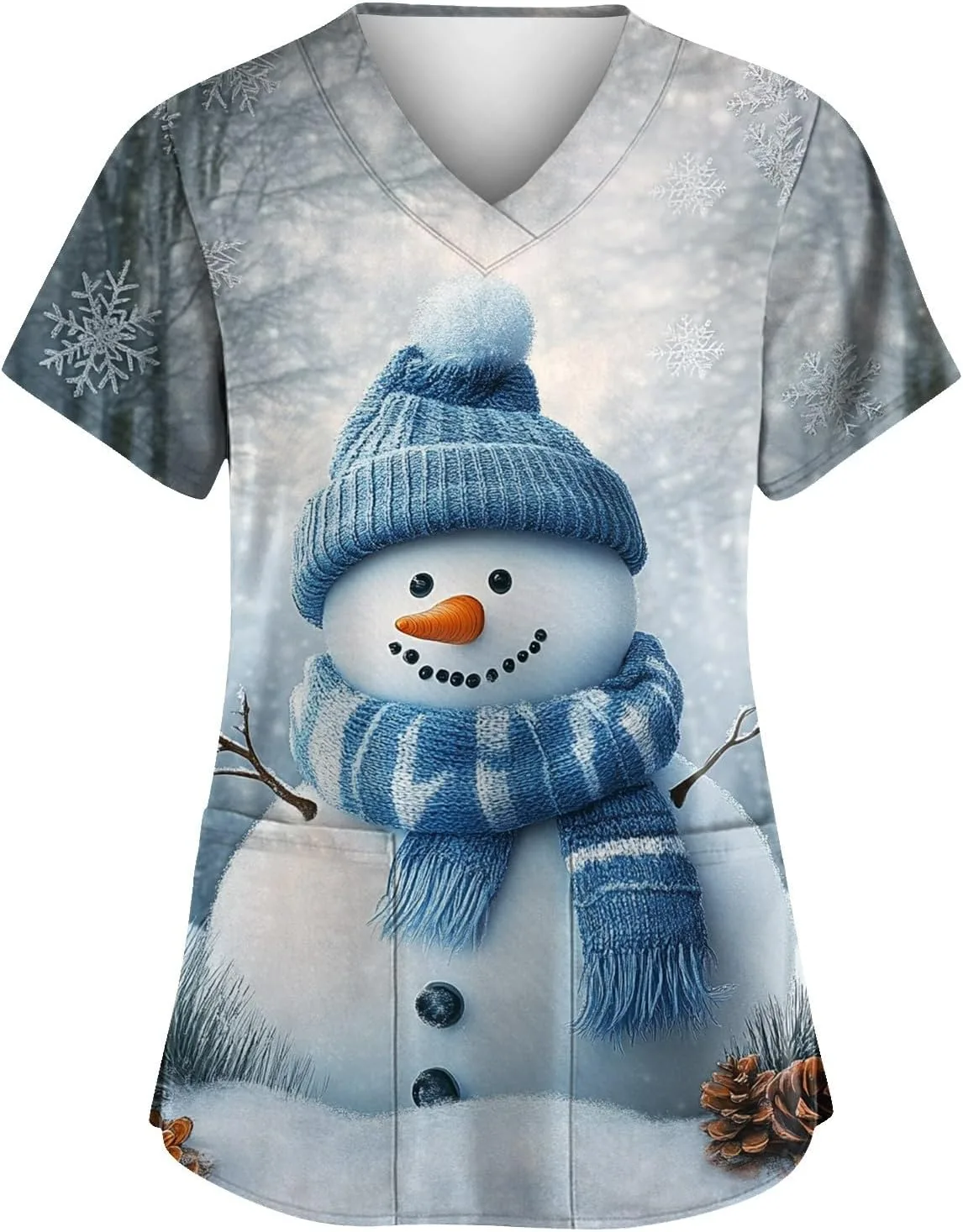 Женский топ для скраба с V-образным вырезом и рождественским принтом, короткий рукав FlekmanArt
Женский топ для скраба с V-образным вырезом и рождественским принтом, короткий рукав FlekmanArt