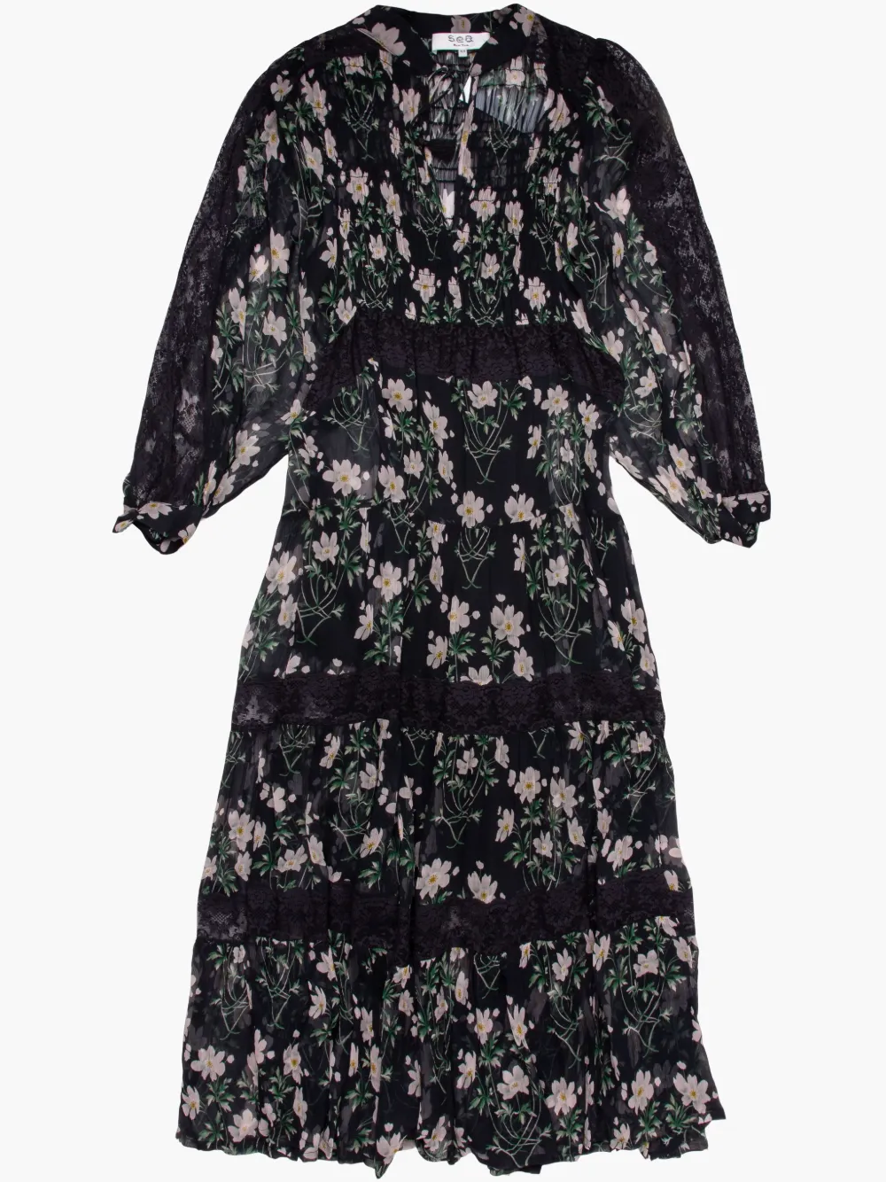 Многоярусное платье миди Sea, черный
Многоярусное платье миди Sea, черный