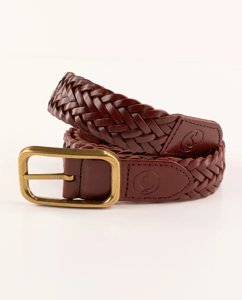 Мужской плетеный кожаный ремень коричневого цвета El Ganso, коричневый 
Мужской плетеный кожаный ремень коричневого цвета El Ganso, коричневый