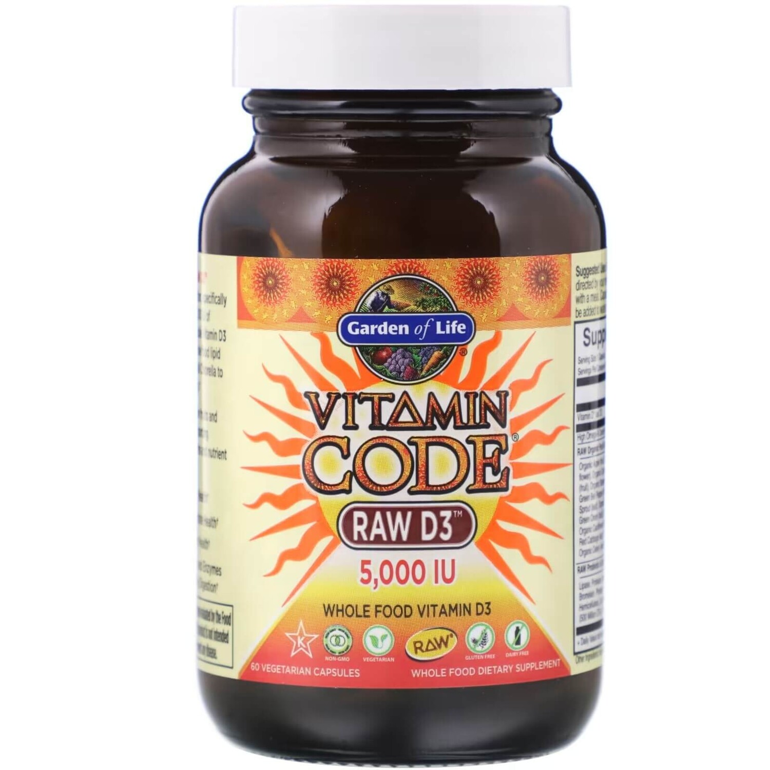 Витамин Garden of Life Raw D3 125 мкг, 60 капсул
Витамин Garden of Life Raw D3 125 мкг, 60 капсул