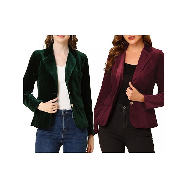 Две упаковки женского бархатного пиджака с вырезом лацкана и застежкой на пуговицы Allegra K, Dark Red Dark Green
Две упаковки женского бархатного пиджака с вырезом лацкана и застежкой на пуговицы Allegra K, Dark Red Dark Green