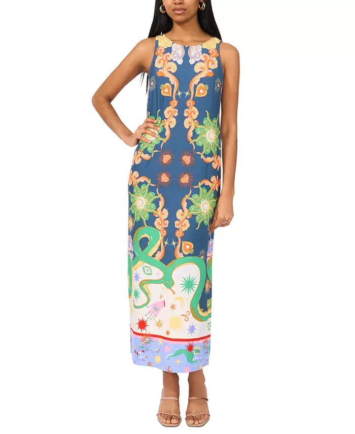 Женское бесшовное макси-платье с комбинированным принтом MSK, синий
Женское бесшовное макси-платье с комбинированным принтом MSK, синий