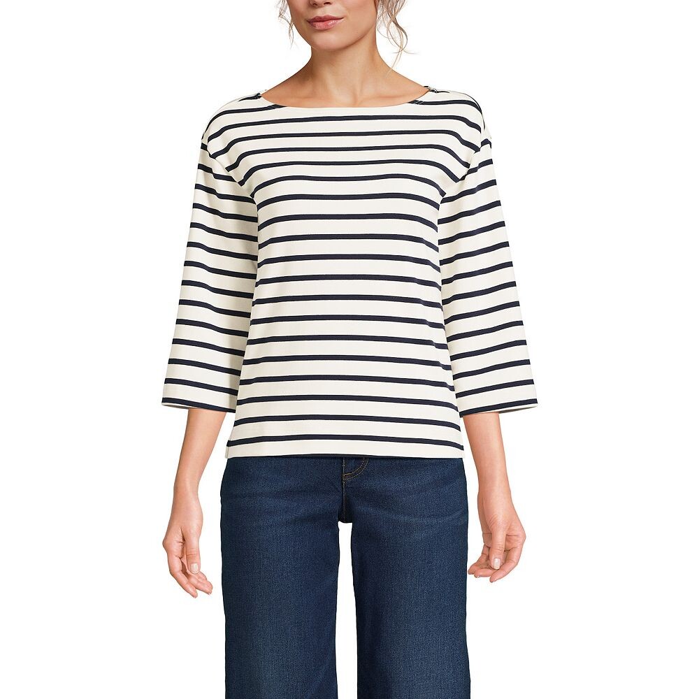 Женская хлопковая футболка Supima с рукавами колокольчиками 3/4 Lands' End, цвет Ivory Navy Stripe
Женская хлопковая футболка Supima с рукавами колокольчиками 3/4 Lands' End, цвет Ivory Navy Stripe