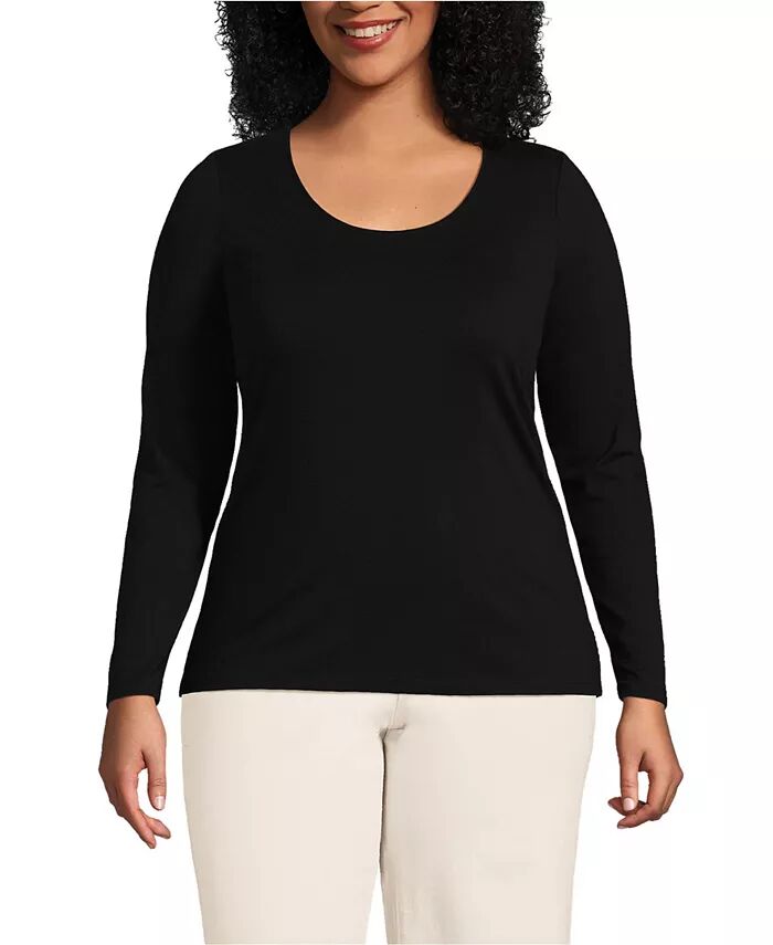 Женская футболка большого размера из легкого джерси с длинным рукавом и глубоким вырезом Lands' End, черный
Женская футболка большого размера из легкого джерси с длинным рукавом и глубоким вырезом Lands' End, черный