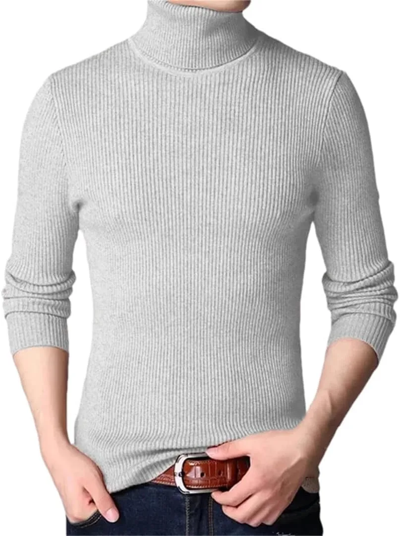 Мужской оверсайз свитер с воротником-водолазкой в полоску
Мужской оверсайз свитер с воротником-водолазкой в полоску