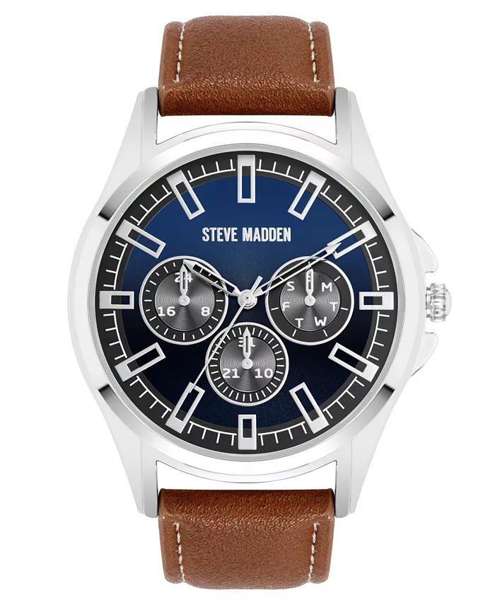 Мужские часы Signature сине-коричневые из искусственной кожи с серебристым металлическим сплавом, 45мм Steve Madden
Мужские часы Signature сине-коричневые из искусственной кожи с серебристым металлическим сплавом, 45мм Steve Madden