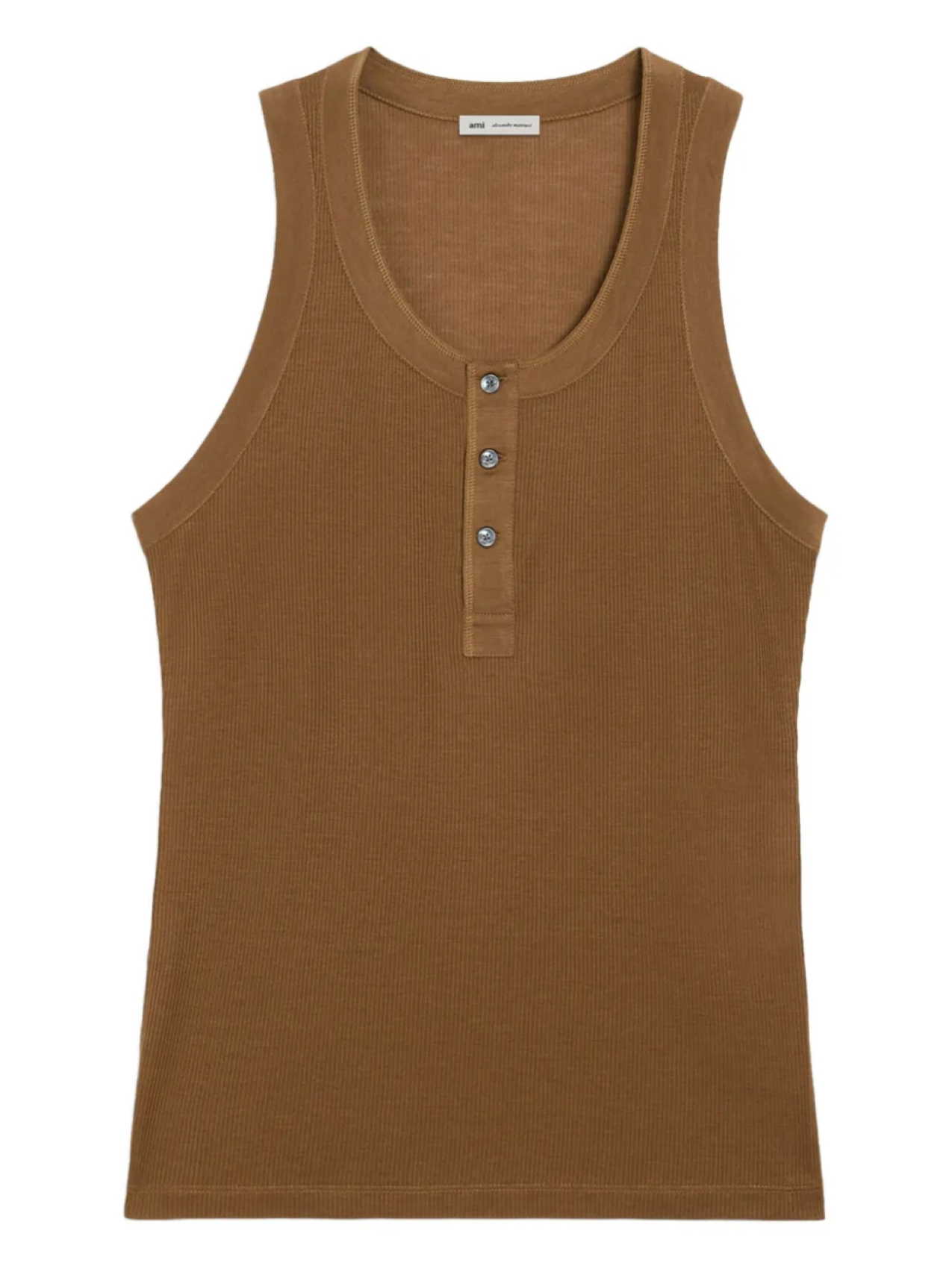 Жилет хенли в рубчик AMI Paris, коричневый 
Жилет хенли в рубчик AMI Paris, коричневый