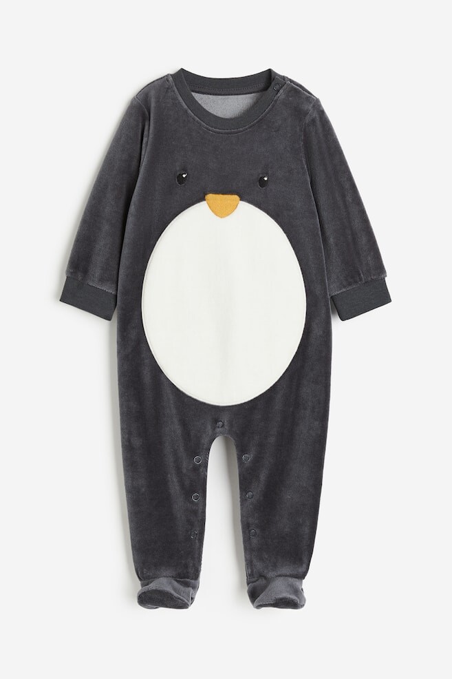 Велюровая пижама с ножками H&M, серый 
Велюровая пижама с ножками H&M, серый