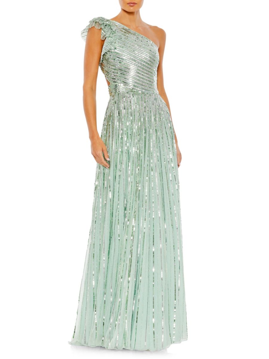 Платье на одно плечо с пайетками Mac Duggal, цвет Pistachio 
Платье на одно плечо с пайетками Mac Duggal, цвет Pistachio