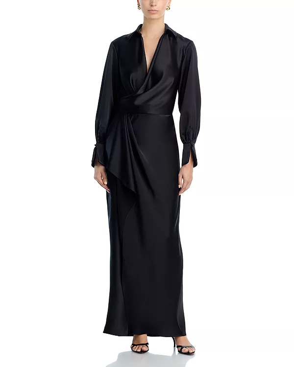 Длинное атласное платье с длинными рукавами - эксклюзив Aqua, черный
Длинное атласное платье с длинными рукавами - эксклюзив Aqua, черный