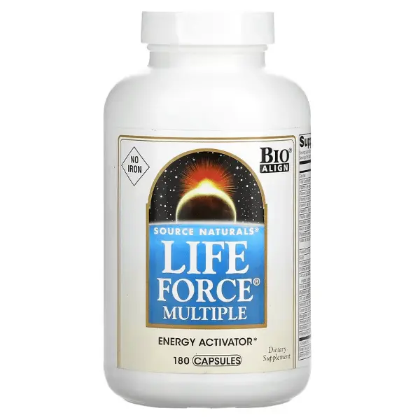 Мультивитамины без железа Life Force Multiple, 180 капсул, Source Naturals
Мультивитамины без железа Life Force Multiple, 180 капсул, Source Naturals