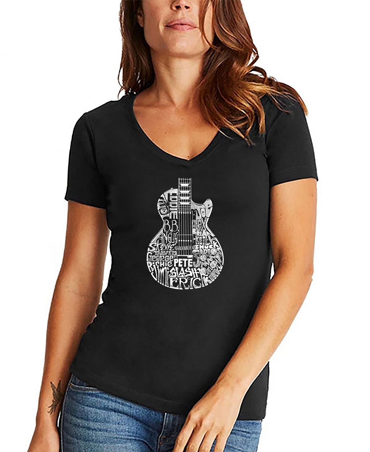 Женская футболка word art rock guitar head с v-образным вырезом LA Pop Art, черный
Женская футболка word art rock guitar head с v-образным вырезом LA Pop Art, черный