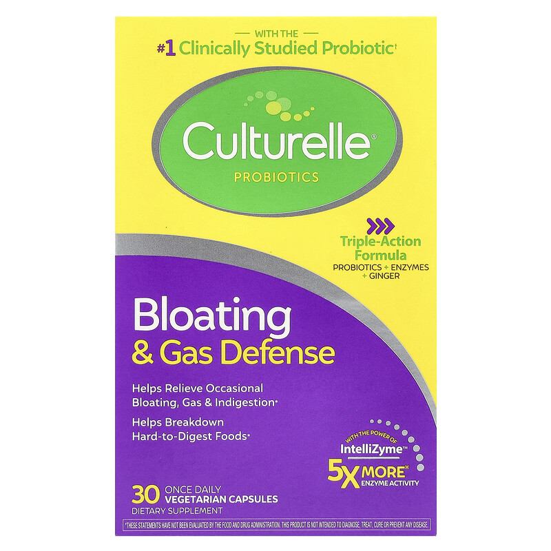 Culturelle, Пробиотики, вздутие живота и газовая защита, 30 вегетарианских капсул
Culturelle, Пробиотики, вздутие живота и газовая защита, 30 вегетарианских капсул