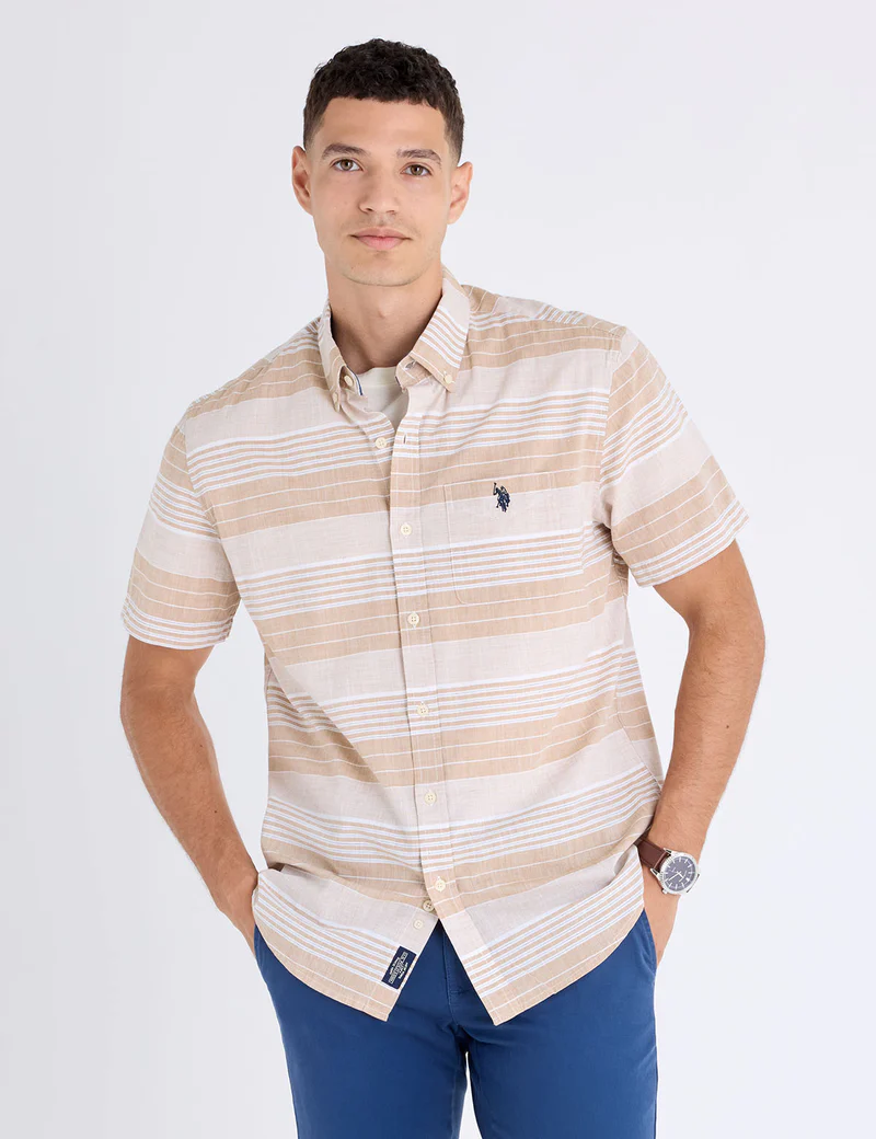 Рубашка U.S. Polo Assn Slub Poplin With Dobby Short Sleeve, светло-коричневый
Рубашка U.S. Polo Assn Slub Poplin With Dobby Short Sleeve, светло-коричневый