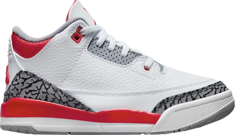 Кроссовки Air Jordan 3 Retro PS Fire Red 2022, белый 
Кроссовки Air Jordan 3 Retro PS Fire Red 2022, белый
