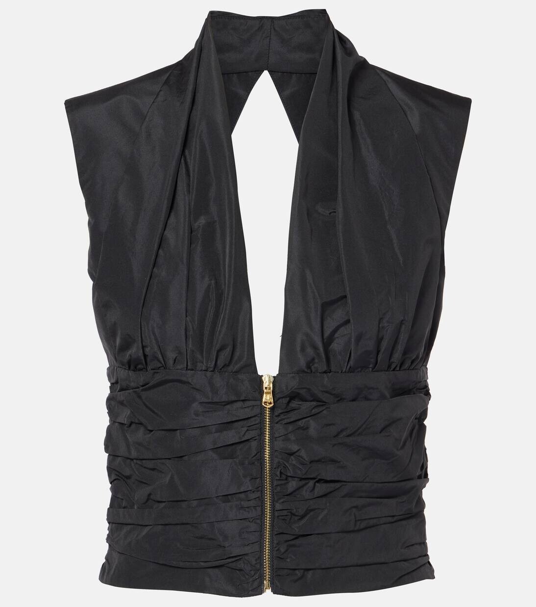 Топ из тафты с рюшами Patou, черный
Топ из тафты с рюшами Patou, черный