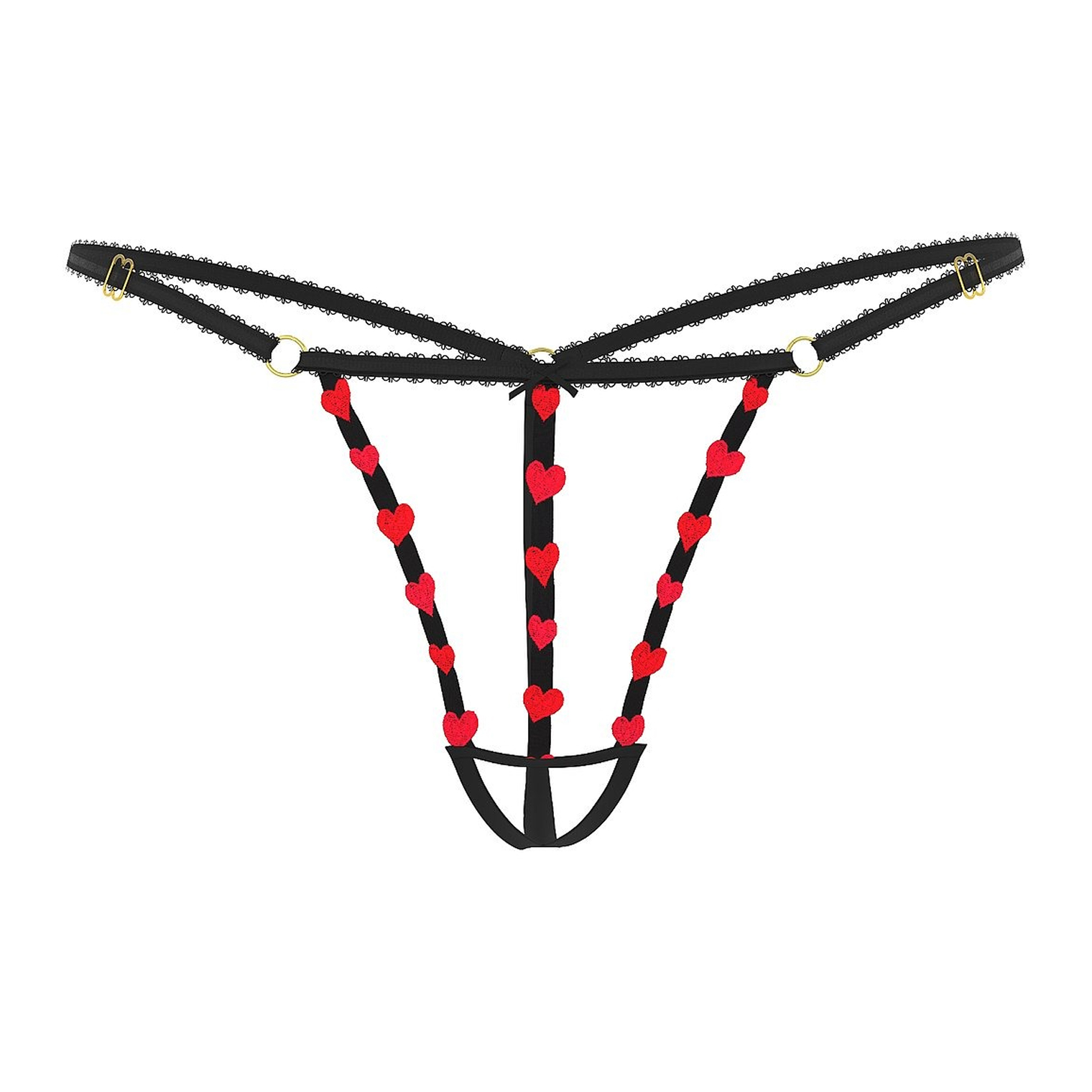 Трусы Victoria's Secret Strappy Heart Embroidery Crotchless V-String, черный/красный
Трусы Victoria's Secret Strappy Heart Embroidery Crotchless V-String, черный/красный