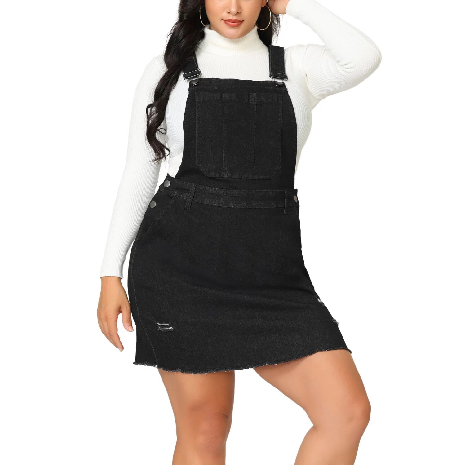 Женское рваное комбинезон из денима с необработанным краем больших размеров и подтяжками Agnes Orinda, черный
Женское рваное комбинезон из денима с необработанным краем больших размеров и подтяжками Agnes Orinda, черный