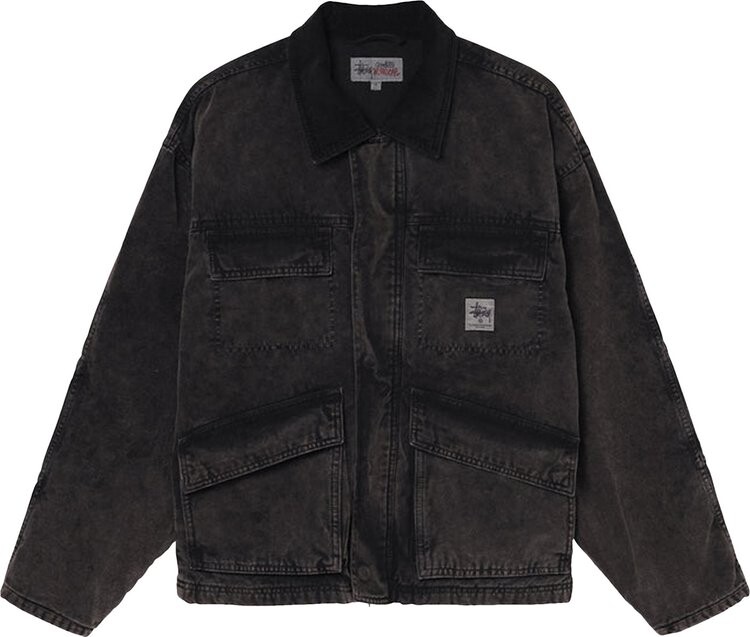 Куртка Stussy Washed Canvas Shop Jacket 'Black', черный 
Куртка Stussy Washed Canvas Shop Jacket 'Black', черный