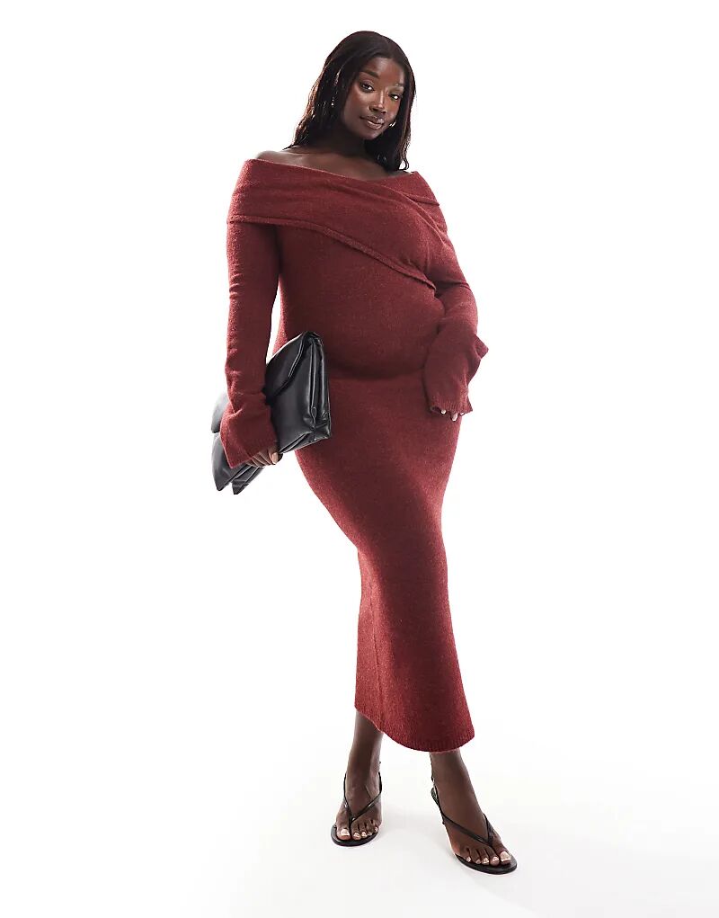 Трикотажное платье миди с запахом в стиле бардо в бордовом цвете ASOS
Трикотажное платье миди с запахом в стиле бардо в бордовом цвете ASOS