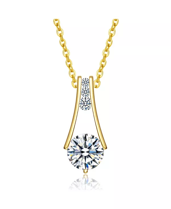 Ожерелье с подвеской-кольцом из стерлингового серебра 14 карат с позолотой и прозрачным кубическим цирконием Genevive, gold
Ожерелье с подвеской-кольцом из стерлингового серебра 14 карат с позолотой и прозрачным кубическим цирконием Genevive, gold