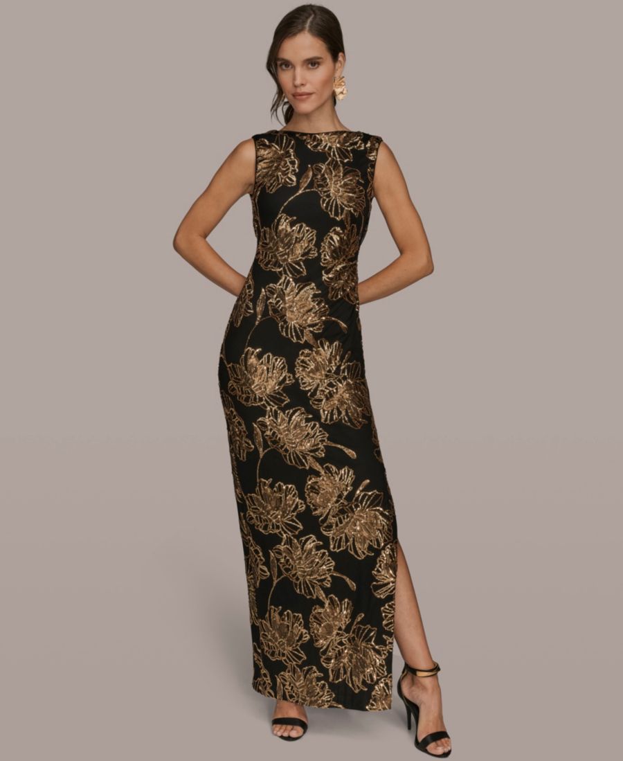 Женское длинное платье с круглым вырезом и декором Donna Karan New York, Black/Gold
Женское длинное платье с круглым вырезом и декором Donna Karan New York, Black/Gold