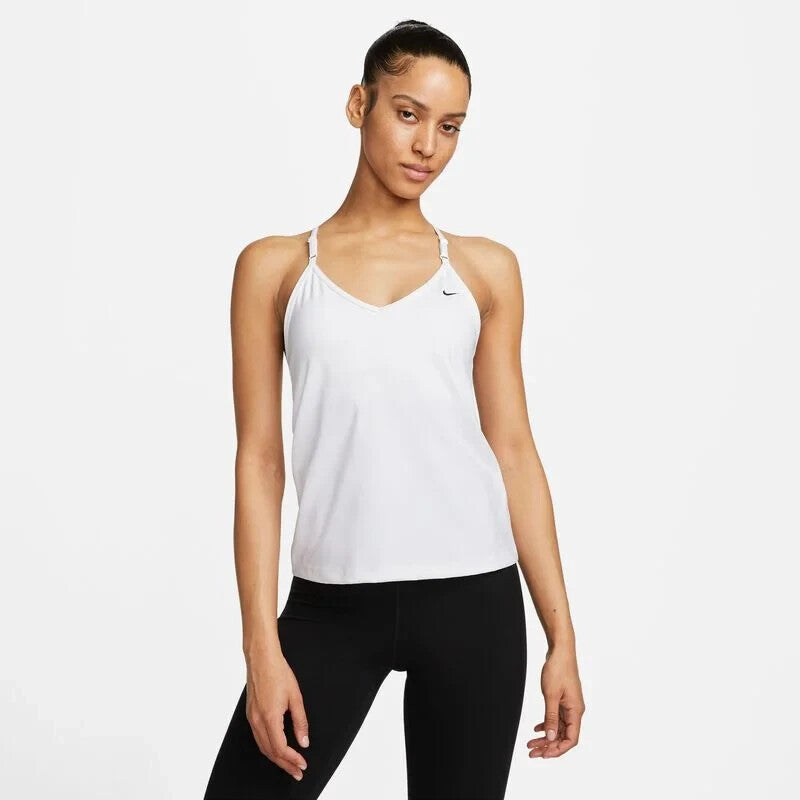 Nike Indy Женский белый топ с ремешком-майкой и встроенным бюстгальтером 
Nike Indy Женский белый топ с ремешком-майкой и встроенным бюстгальтером