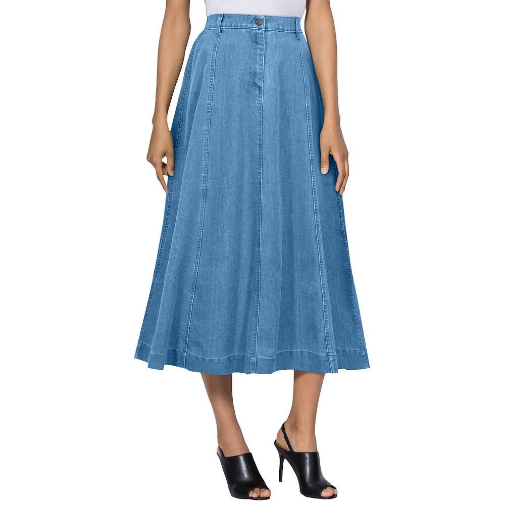 Женская невидимая эластичная макси-юбка трапециевидной формы больших размеров Roaman Roaman's, цвет Light Stonewash 
Женская невидимая эластичная макси-юбка трапециевидной формы больших размеров Roaman Roaman's, цвет Light Stonewash