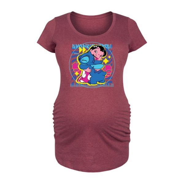 Футболка для беременных с принтом «Лило и Стич» в объятиях Disney, красный 
Футболка для беременных с принтом «Лило и Стич» в объятиях Disney, красный