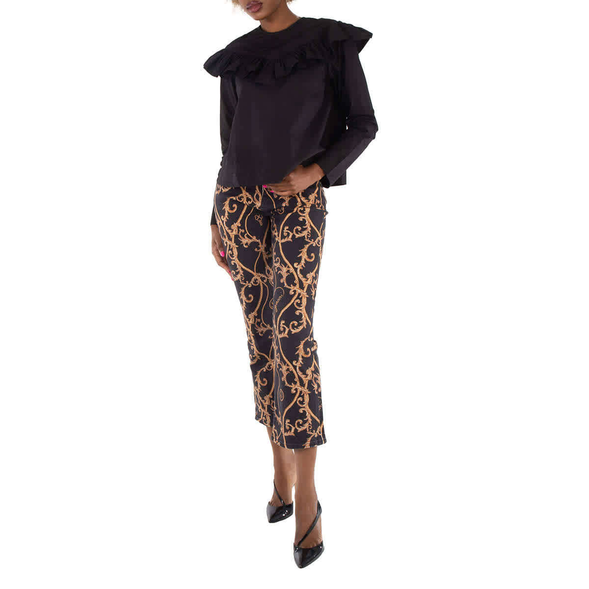 Ganni Блуза из хлопкового поплина с рюшами в черном цвете
Ganni Блуза из хлопкового поплина с рюшами в черном цвете