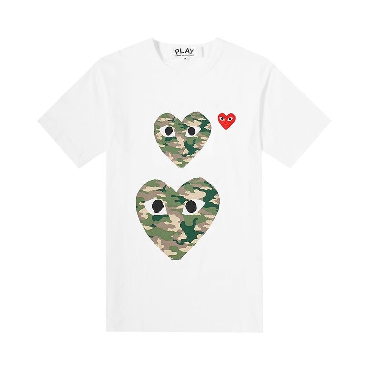Футболка Comme des Garçons Short-Sleeve Play T-Shirt With Double Camo Hearts 'White', белый 
Футболка Comme des Garçons Short-Sleeve Play T-Shirt With Double Camo Hearts 'White', белый