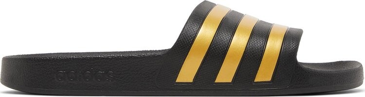 Сандалии Adidas Adilette Aqua Slides 'Black Gold Metallic', черный 
Сандалии Adidas Adilette Aqua Slides 'Black Gold Metallic', черный