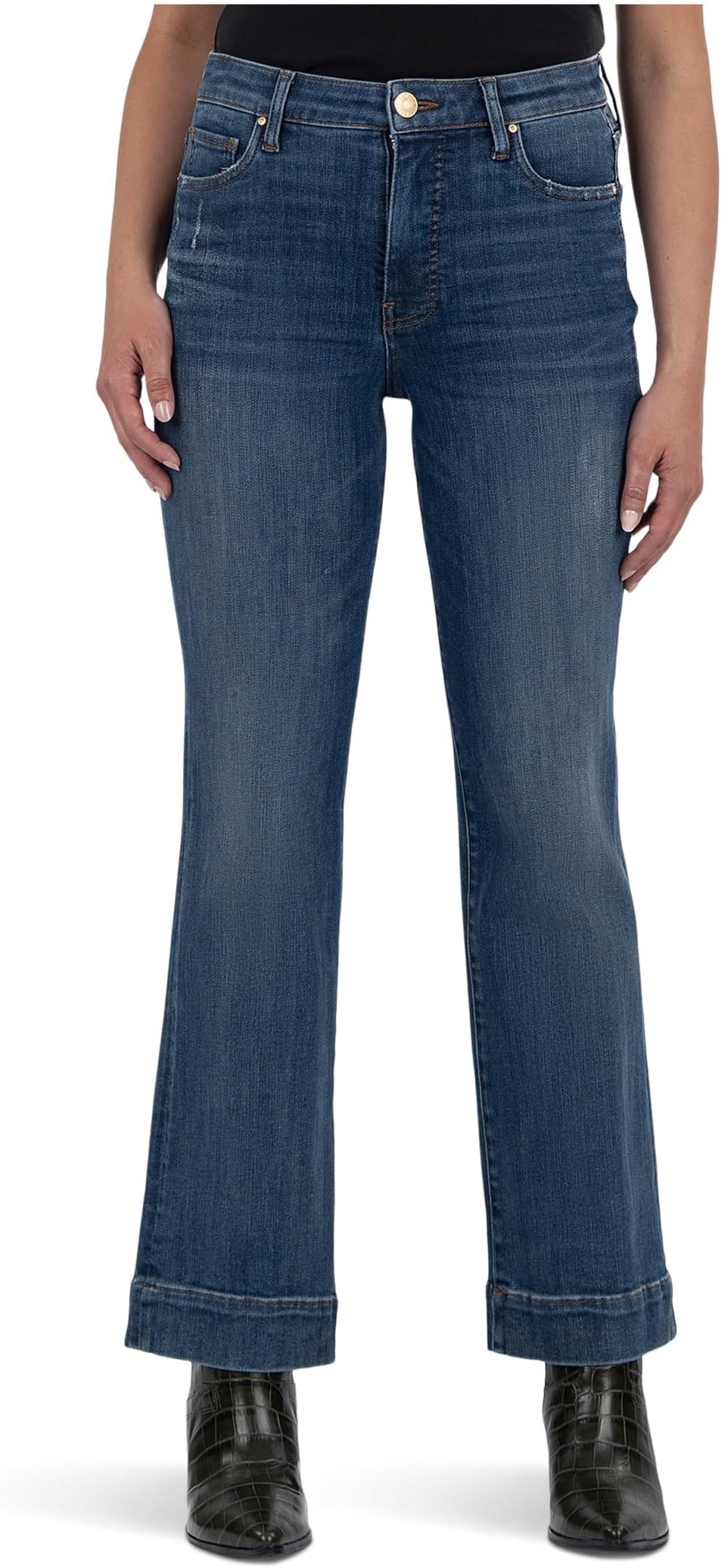 Джинсы KUT from the Kloth Petite Kelsey High Rise Fab Ab Ankle Flare With Wide Hem, цвет Vibrant 
Джинсы KUT from the Kloth Petite Kelsey High Rise Fab Ab Ankle Flare With Wide Hem, цвет Vibrant
