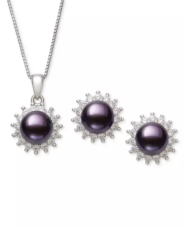 Ожерелье с подвеской и серьги-гвоздики из стерлингового серебра (также нежно-розового цвета) с искусственным пресноводным жемчугом (6-7 мм) и сапфиром, выращенным в лаборатории (1-3/4 карата). Belle De Mer, black
Ожерелье с подвеской и серьги-гвоздики из стерлингового серебра (также нежно-розового цвета) с искусственным пресноводным жемчугом (6-7 мм) и сапфиром, выращенным в лаборатории (1-3/4 карата). Belle De Mer, black