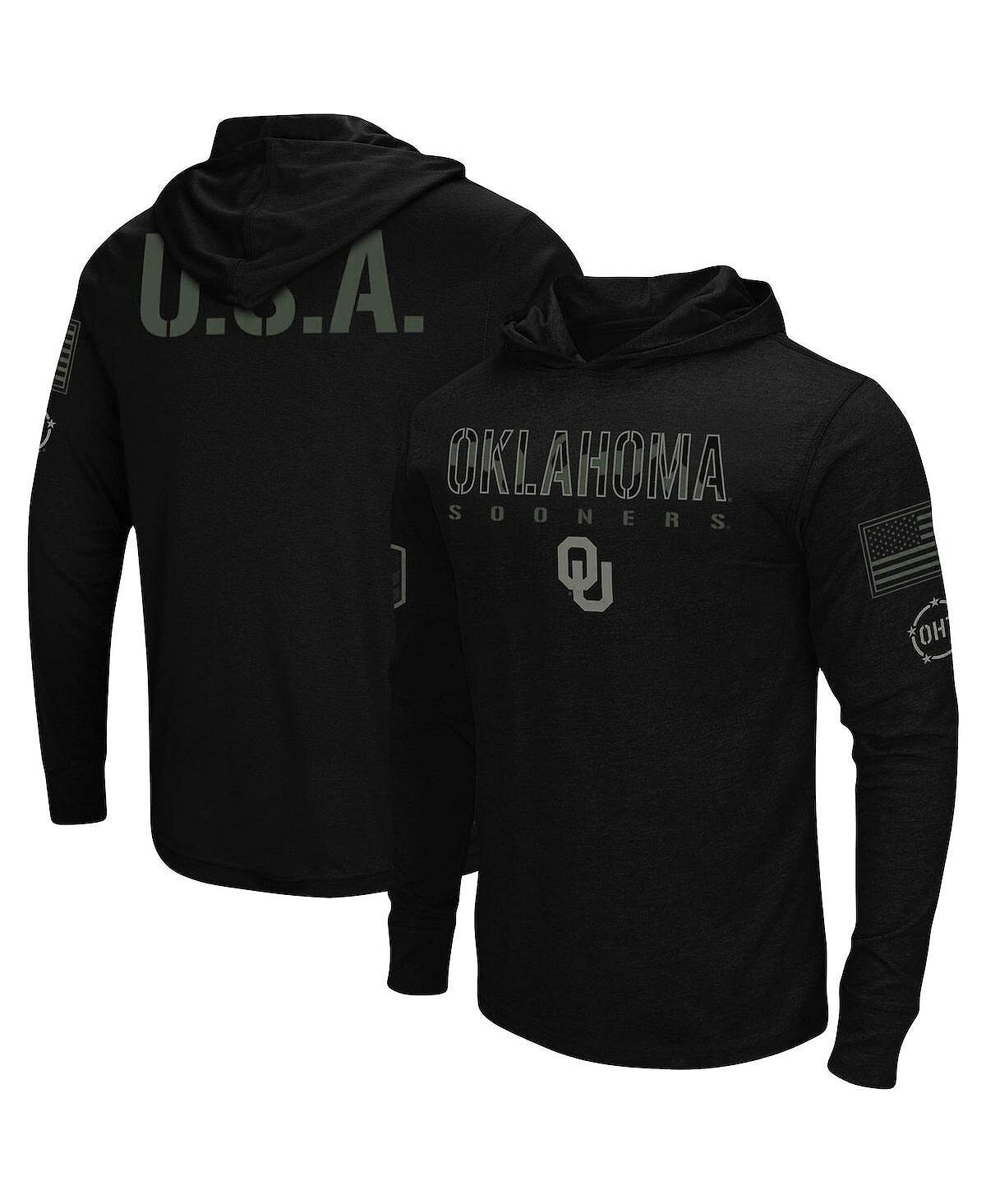 Мужская черная футболка с длинным рукавом с капюшоном oklahoma sooners oht в стиле милитари Colosseum, черный
Мужская черная футболка с длинным рукавом с капюшоном oklahoma sooners oht в стиле милитари Colosseum, черный