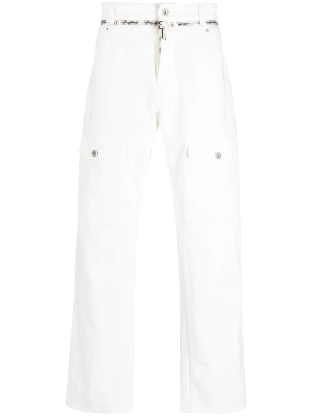 Прямые джинсы с молнией BALMAIN, белый 
Прямые джинсы с молнией BALMAIN, белый