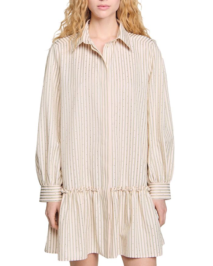 Платье-рубашка с полосками и стразами Sandro, мультиколор
Платье-рубашка с полосками и стразами Sandro, мультиколор