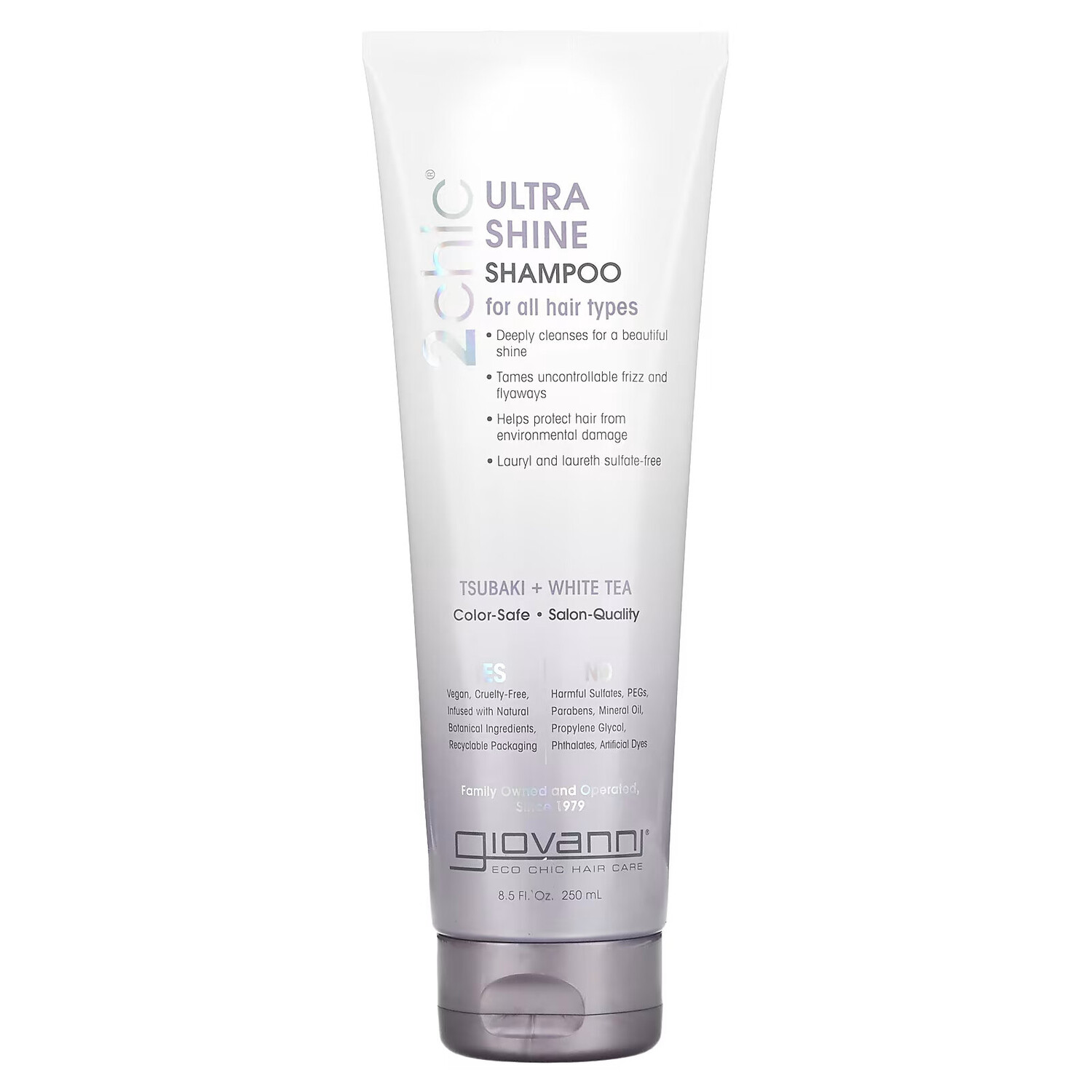 Giovanni, Ultra Shine Shampoo, For All Hair Types, Tsubaki + White Tea, 8.5 fl oz (250 ml)
Giovanni, Ultra Shine Shampoo, For All Hair Types, Tsubaki + White Tea, 8.5 fl oz (250 ml)