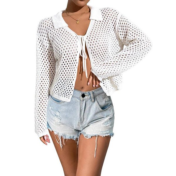 Женский кардиган с длинными рукавами и завязкой спереди Yesfashion, White
Женский кардиган с длинными рукавами и завязкой спереди Yesfashion, White