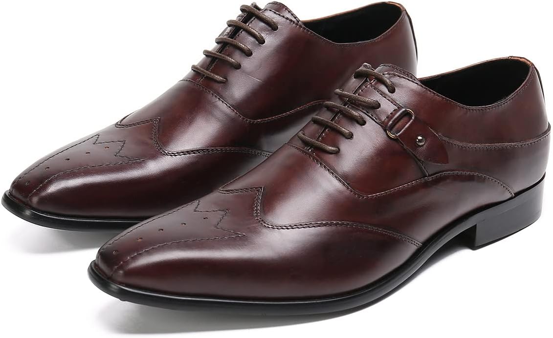 Мужские коричневые кожаные оксфорды Santimon Mens с пряжкой - классические туфли с крылом на шнуровке для бизнеса, офиса и свадьбы
Мужские коричневые кожаные оксфорды Santimon Mens с пряжкой - классические туфли с крылом на шнуровке для бизнеса, офиса и свадьбы