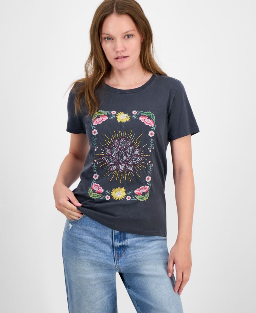 Женская хлопковая футболка с круглым вырезом и бисерным узором в виде лотоса Lucky Brand, Blue Berry
Женская хлопковая футболка с круглым вырезом и бисерным узором в виде лотоса Lucky Brand, Blue Berry