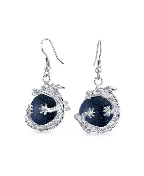 Серьги с подвесками из натуральных камней радужной расцветки с круглыми шариками из опалита и рисунком дракона Bling Jewelry, navy
Серьги с подвесками из натуральных камней радужной расцветки с круглыми шариками из опалита и рисунком дракона Bling Jewelry, navy