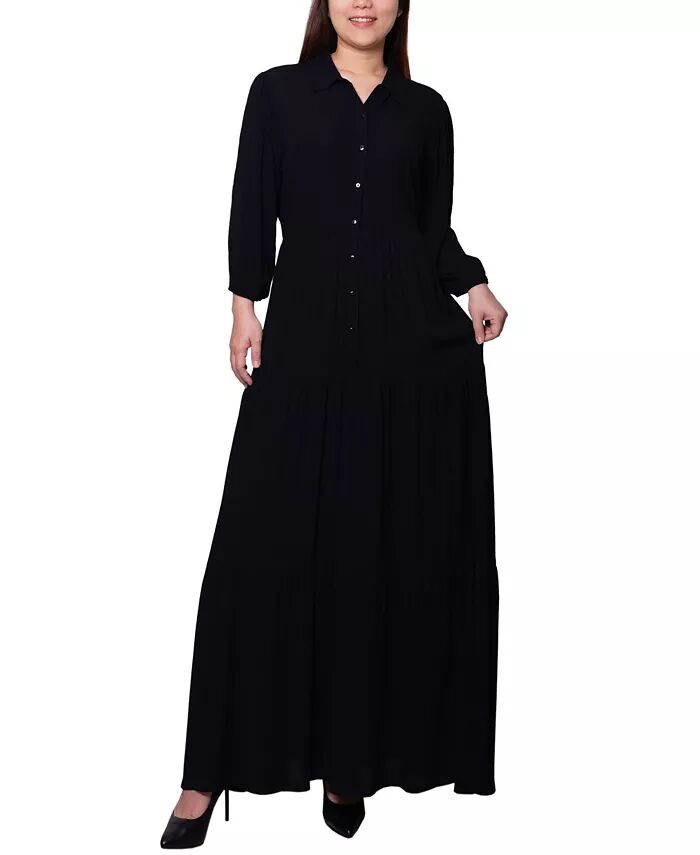Миниатюрное жатое многоуровневое макси-платье с рукавами 3/4 NY Collection, черный
Миниатюрное жатое многоуровневое макси-платье с рукавами 3/4 NY Collection, черный