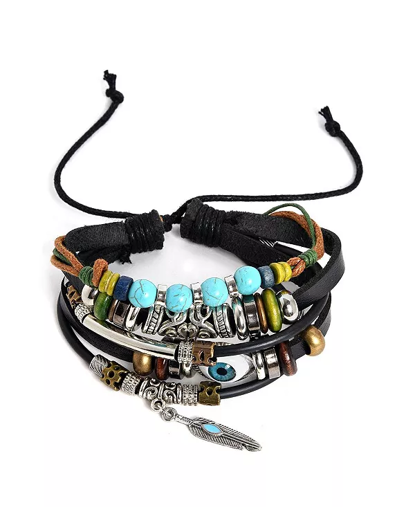 Женский черный браслет из кожи в стиле бохо Sohi, black
Женский черный браслет из кожи в стиле бохо Sohi, black